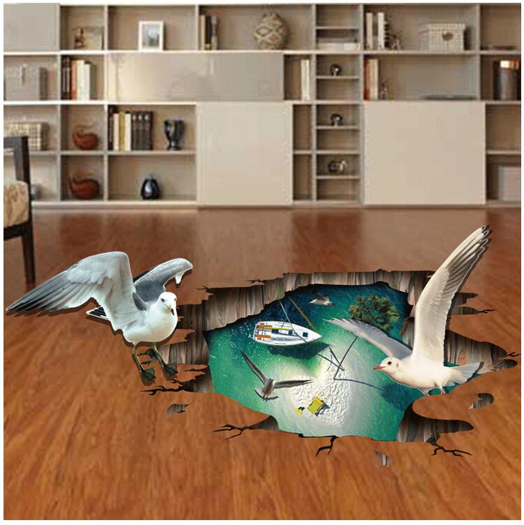 C127>3D ウォールステッカー 鳥の巣窟 騙し絵 トリックアート