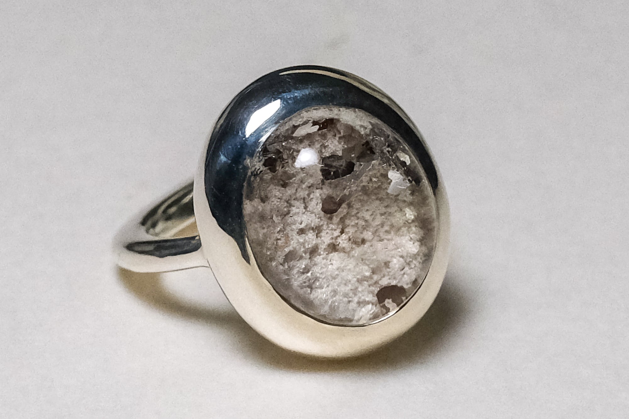 扉 イルメナイトインホワイトガーデンクォーツ リング silver no,293