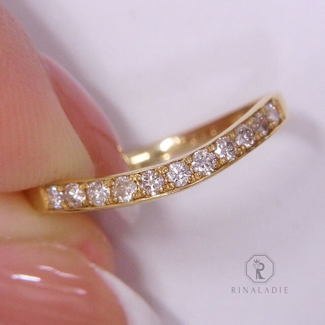 大特価K18YGダイヤモンドＵ字華奢シリーズ「ハーフエタニティ」0.2