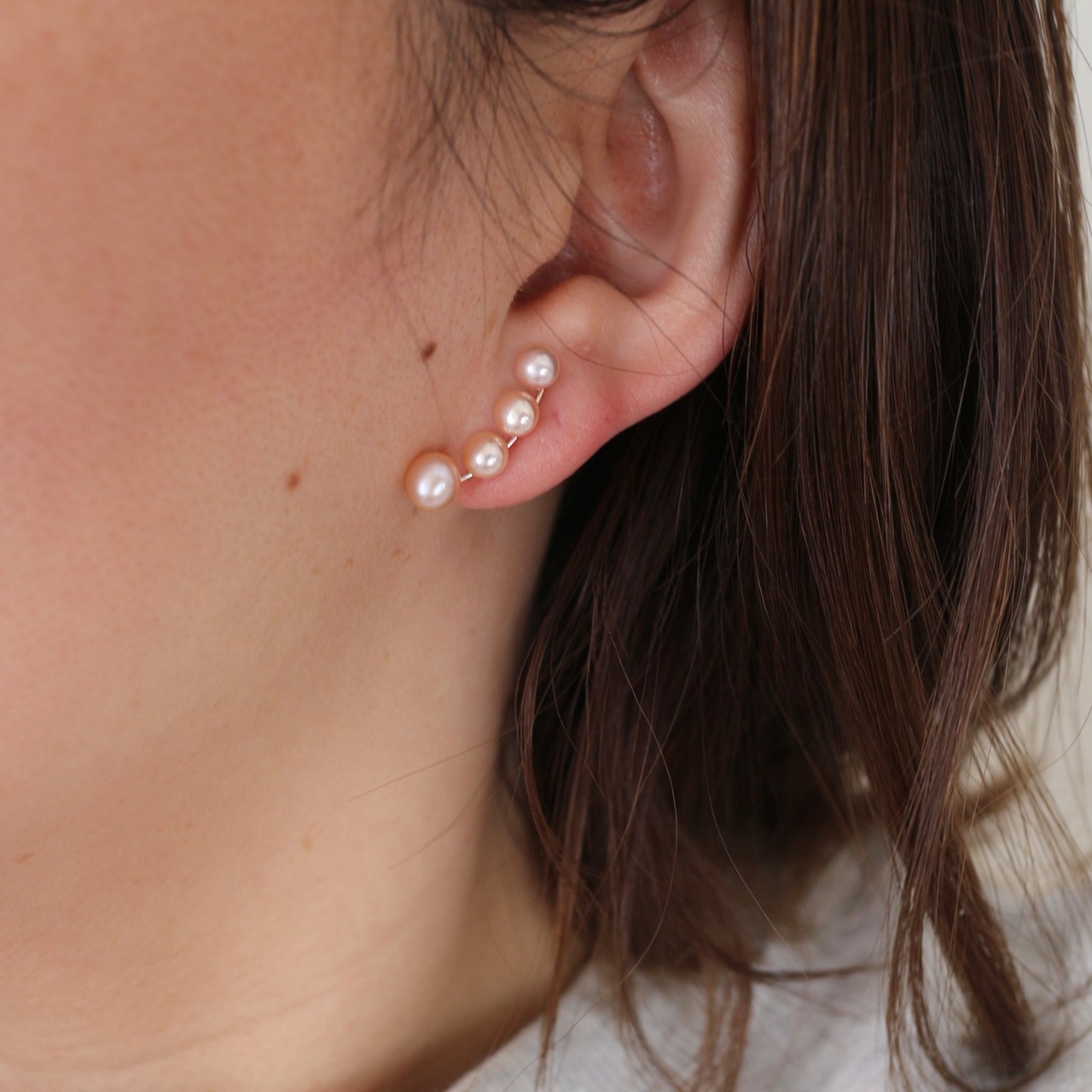 pink fresh water pearl earcuff
