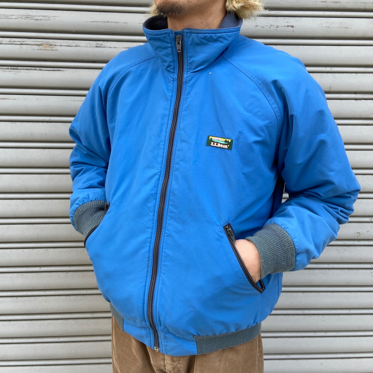 80s USA製 エルエルビーン ウォームアップジャケット 山タグ ブルー M 