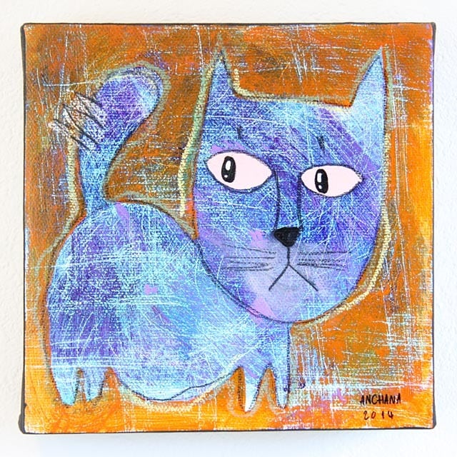 CAT 絵画　イラスト　ドローイング キャットドローイング☆はてなちゃん | 色と香りと癒しの雑貨店