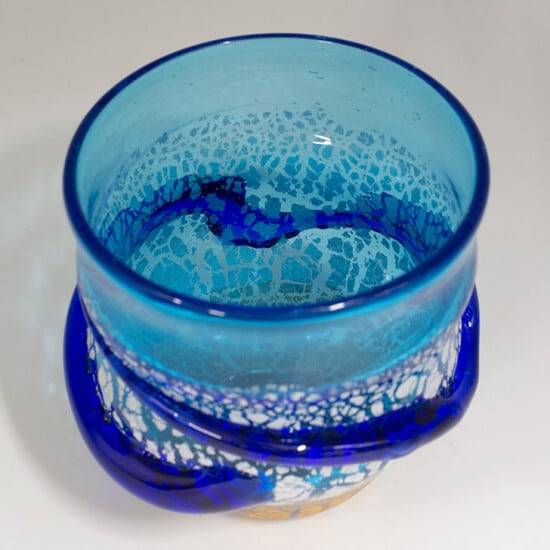 稲嶺盛一郎作(宙吹きガラス工房虹) 土紋波巻宙吹きグラス 濃水 | 和