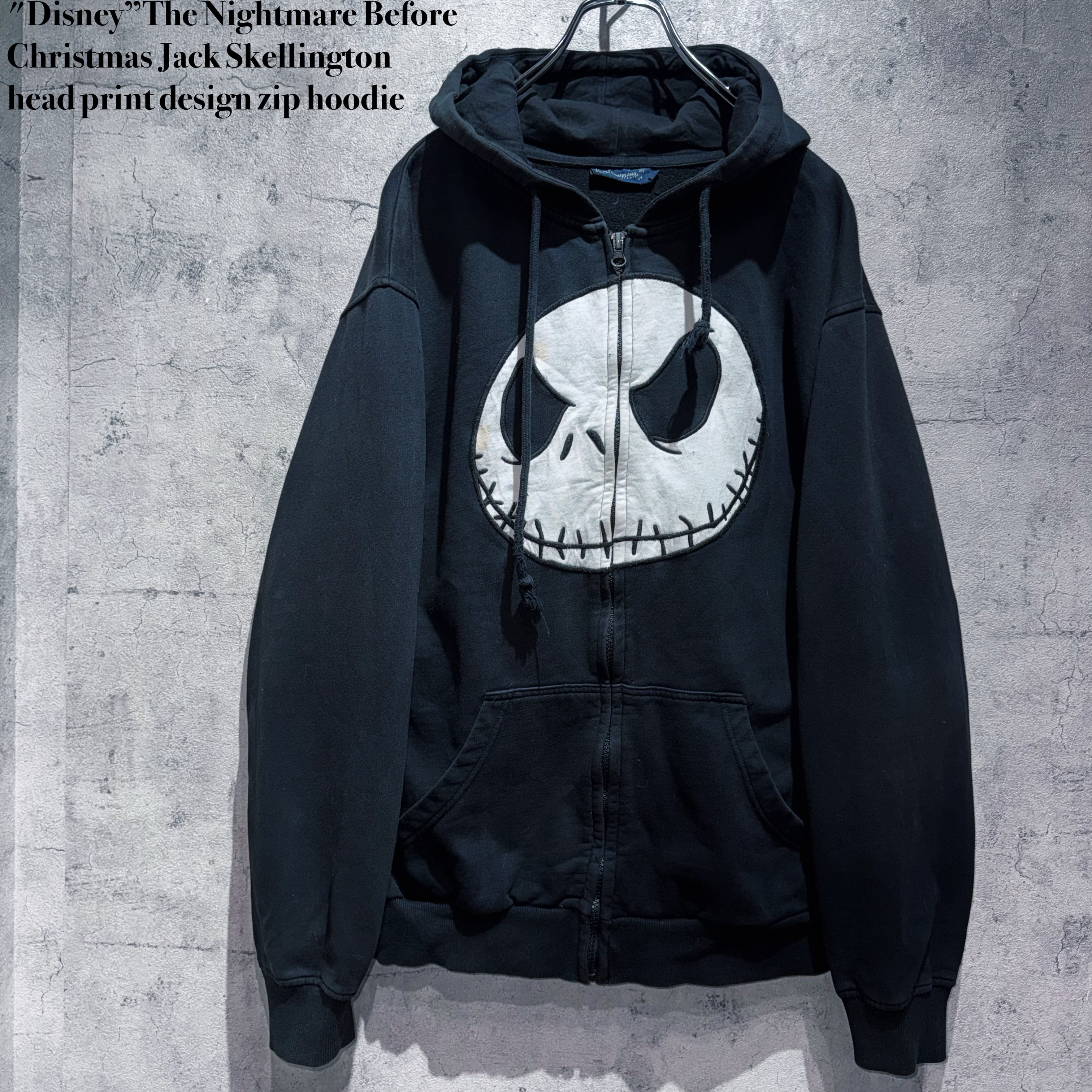 "Disney”The Nightmare Before Christmas Jack Skellington head print design zip hoodie