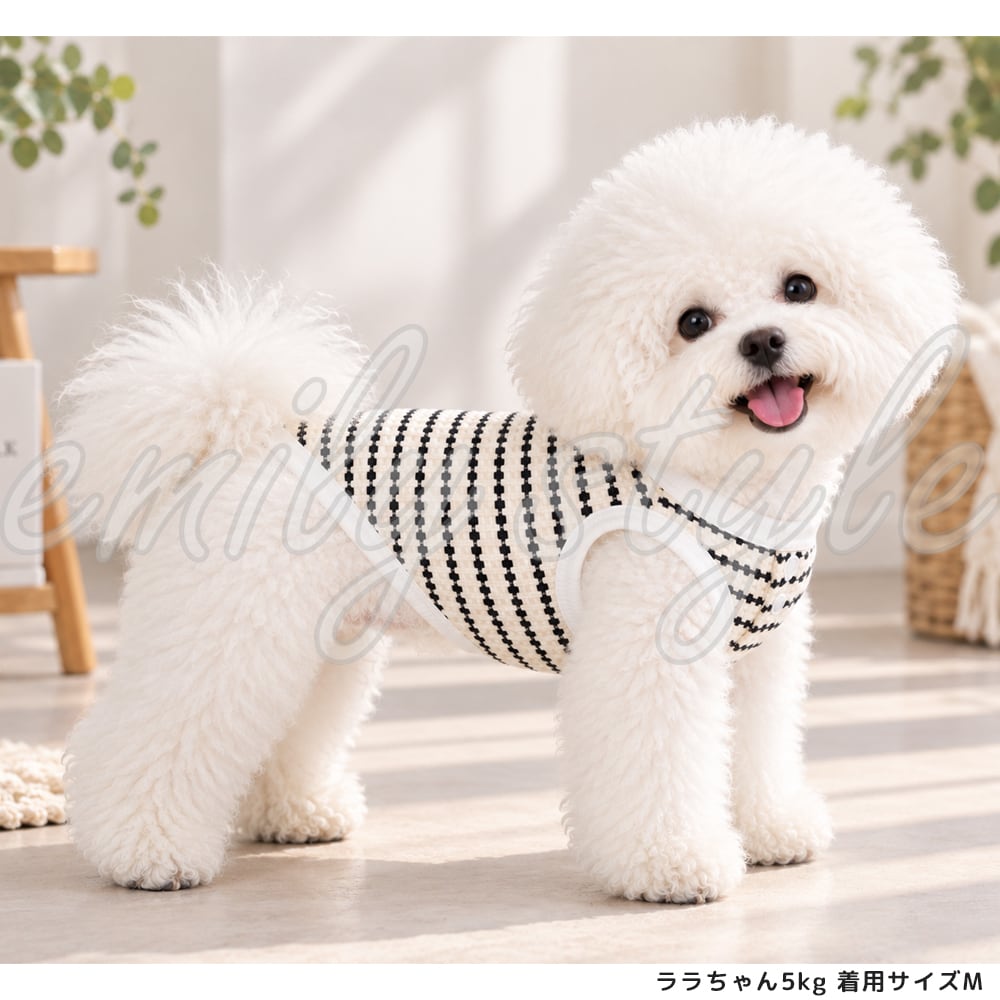韓国風タグ付き☆タンク】タンクトップ 犬服 ボーダー 犬 洋服 ベスト