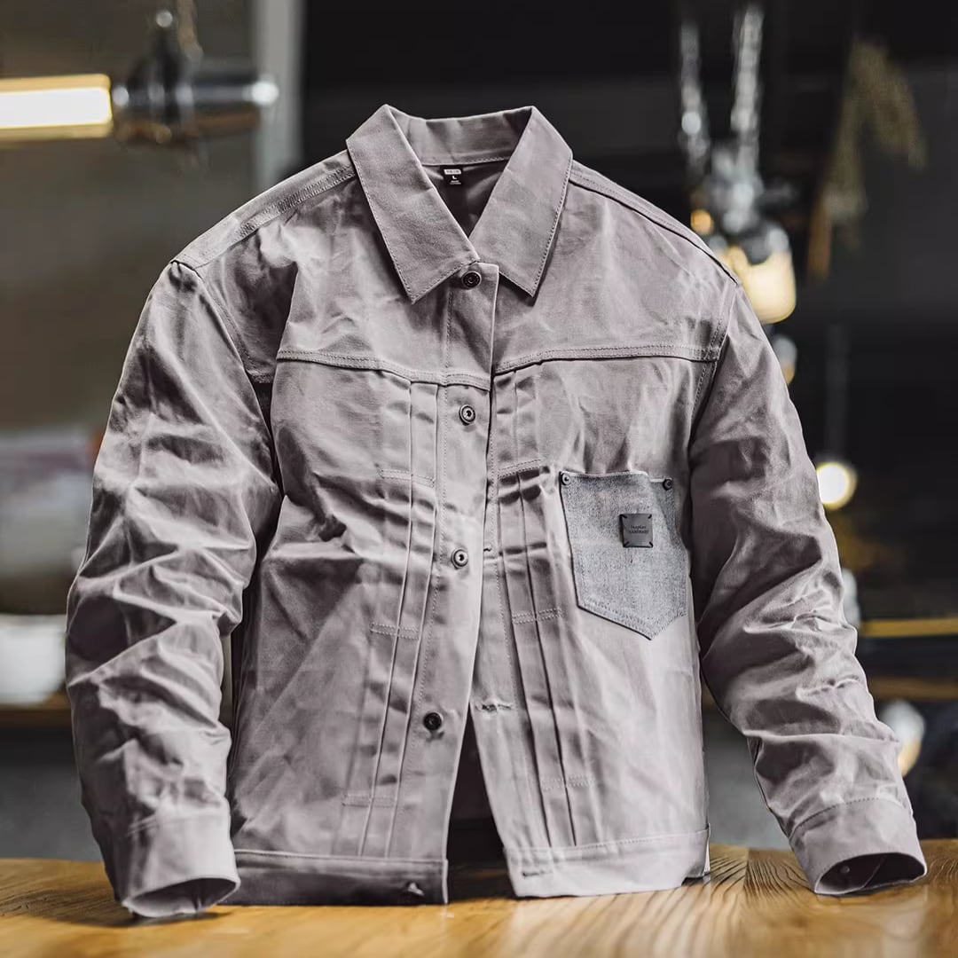 Vintage Waxed Hunting Jacket - Grey Cotton Outer(GV277)