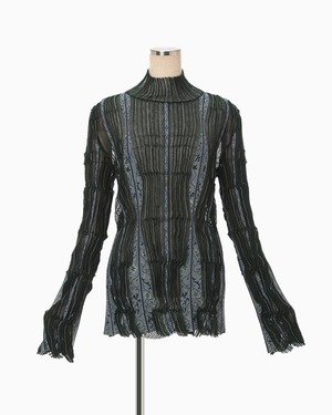 【Mame Kurogouchi】Fluid Jacquard Knit Top - green
