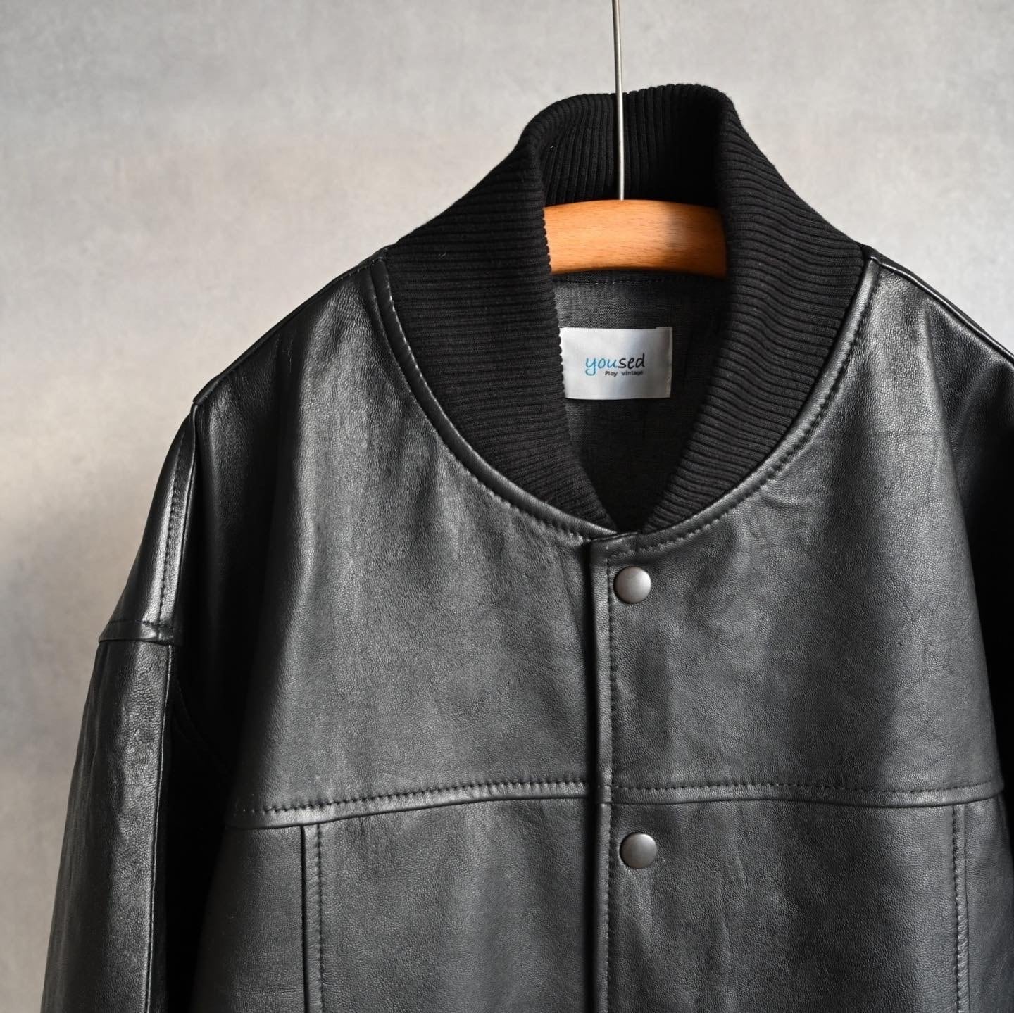 【YOUSED】 REMAKE LEATHER STADIUM JUMPER 