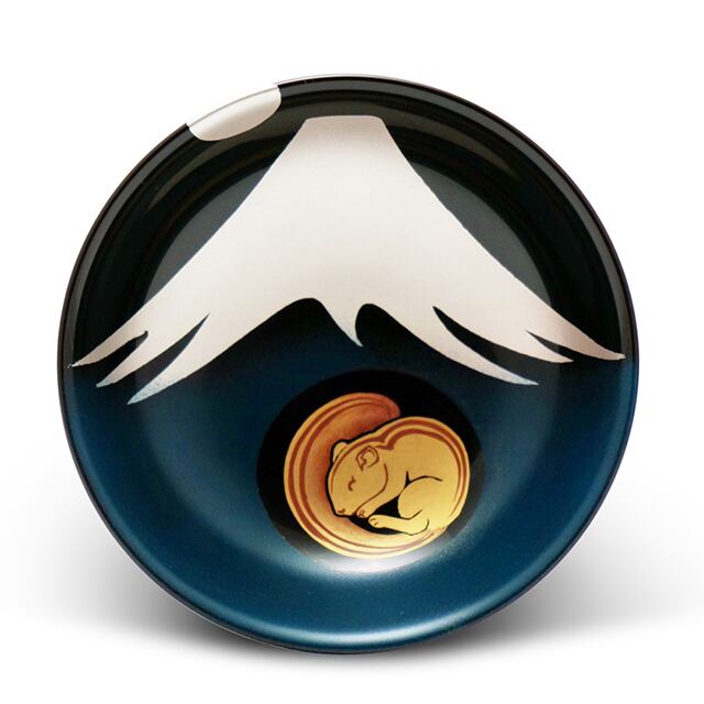手塩皿 溜塗 銀の富士山~命を見守る~(47)