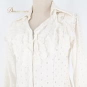 フラメンコ 衣装 prima boutique プリマブティック トップス ブラウス ホワイト系 白 レース フリル ダンス パーティ 発表会 舞台 ステージ衣装 ダンスウェア