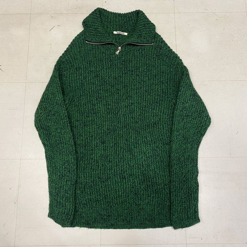 AURALEE オーラリー 22AW WOOL BABY ALPACA MIX RIB KINT ZIP TURTLE