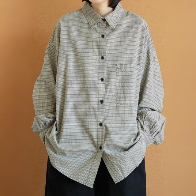 パッチポケットドロップショルダーオーバーサイズシャツ　A02046