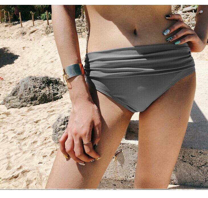 水着 ビキニ ホルターネック クロス シック 無地 ハイウエスト