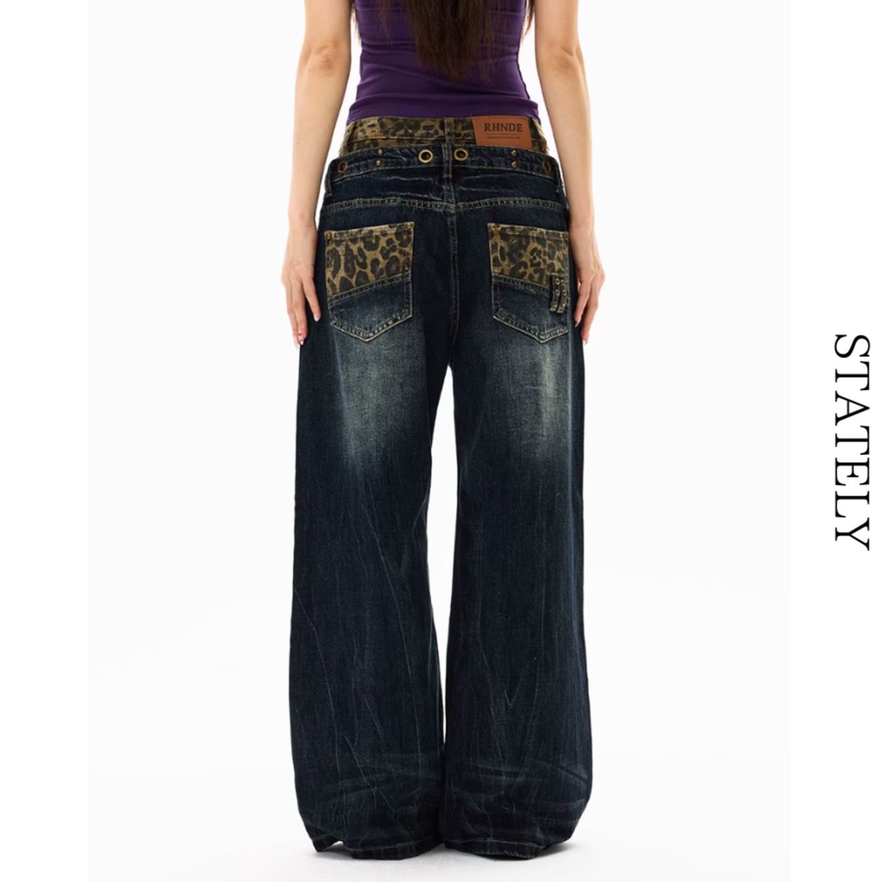 Leopard Belt Layered Wide Denim_B05・画像3