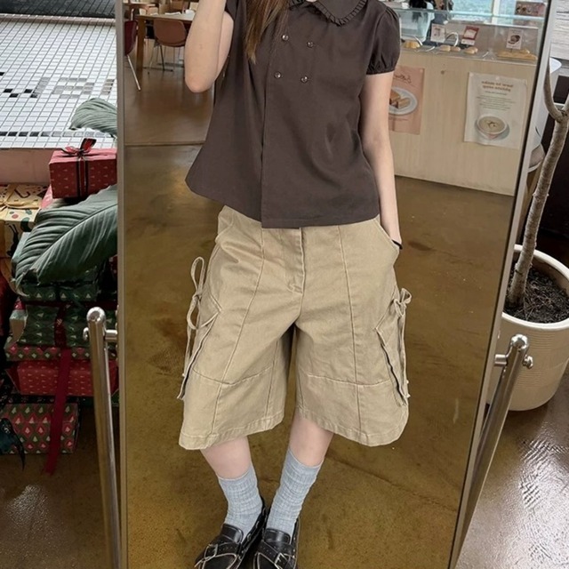 サイドリボンユーティリティカーゴショートパンツ 2col   R02476