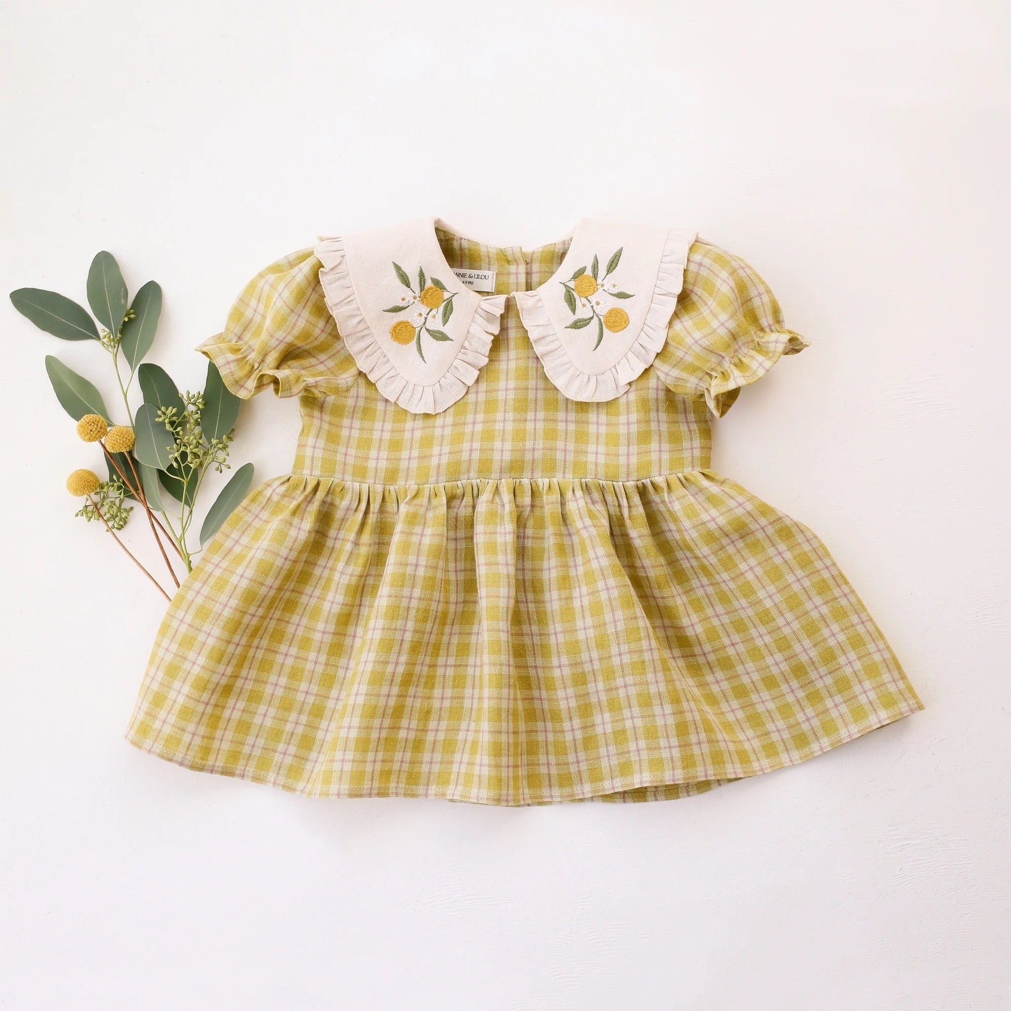 【予約】Dannie and Lilou / LINEN / Short Sleeve Top with Frilled Collar