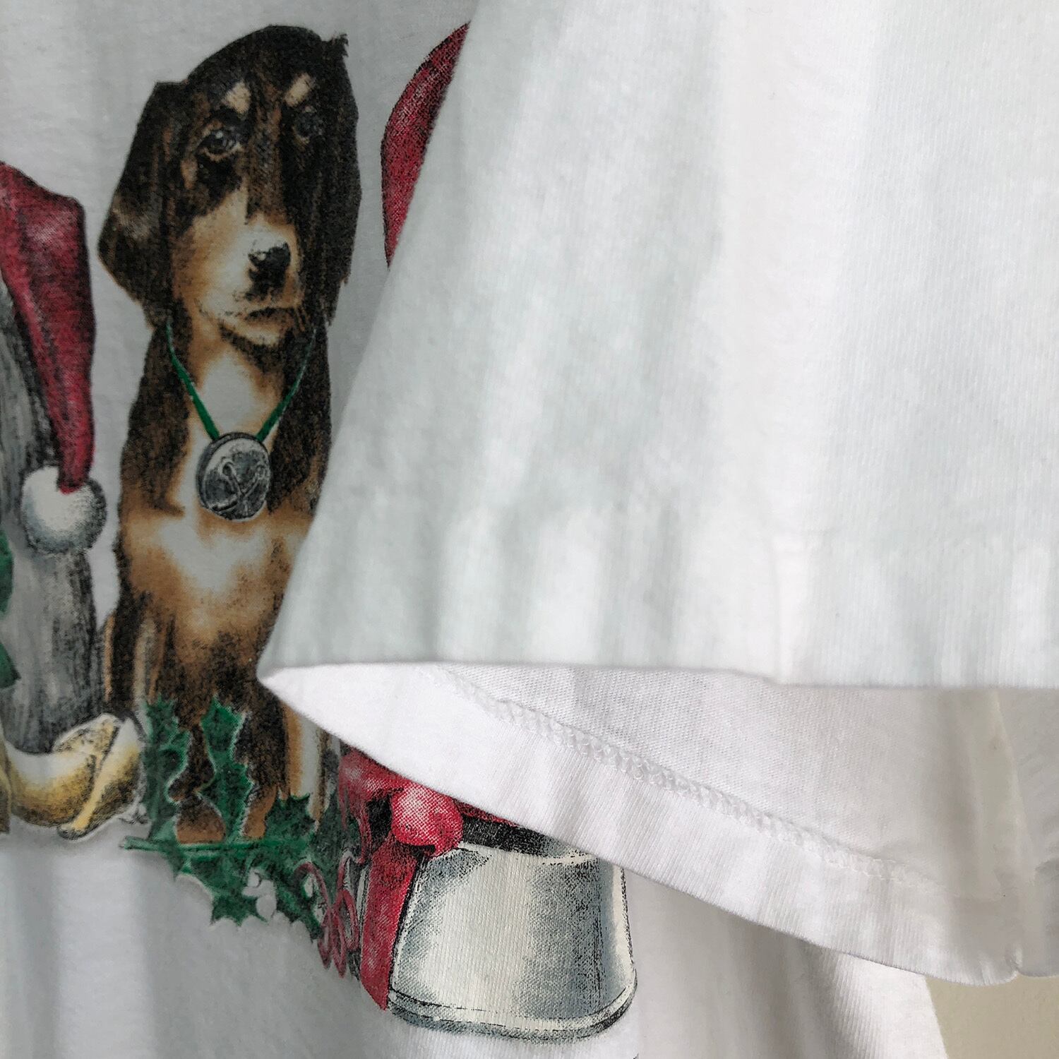 90S USA製 ヴィンテージ オールド 犬 クリスマス ワンピース Tシャツ