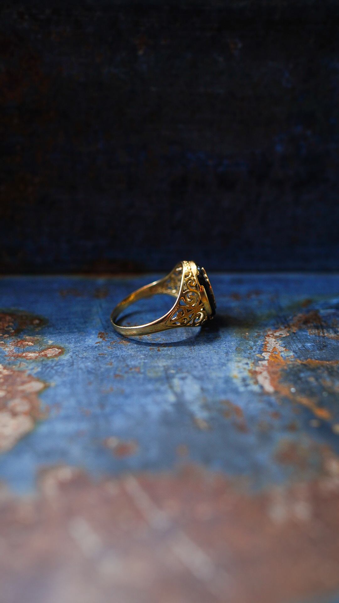 イギリス HG&S製 シグネットリング 9金 11号 1990-2000s】U.K. VINTAGE 9ct イエロー ゴールド シグネット リング