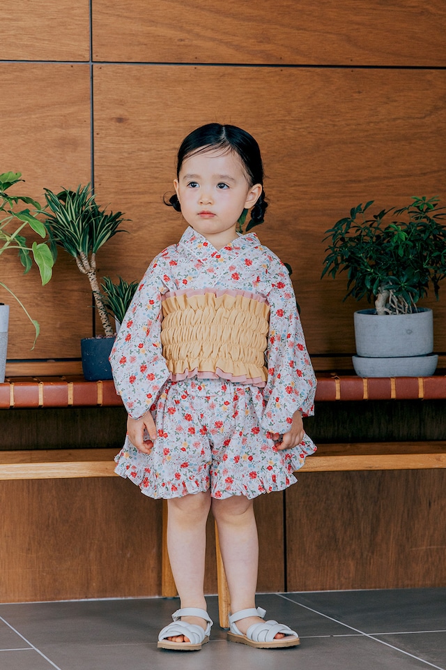 【3点set】YUKATA mini dress〈pink flower〉