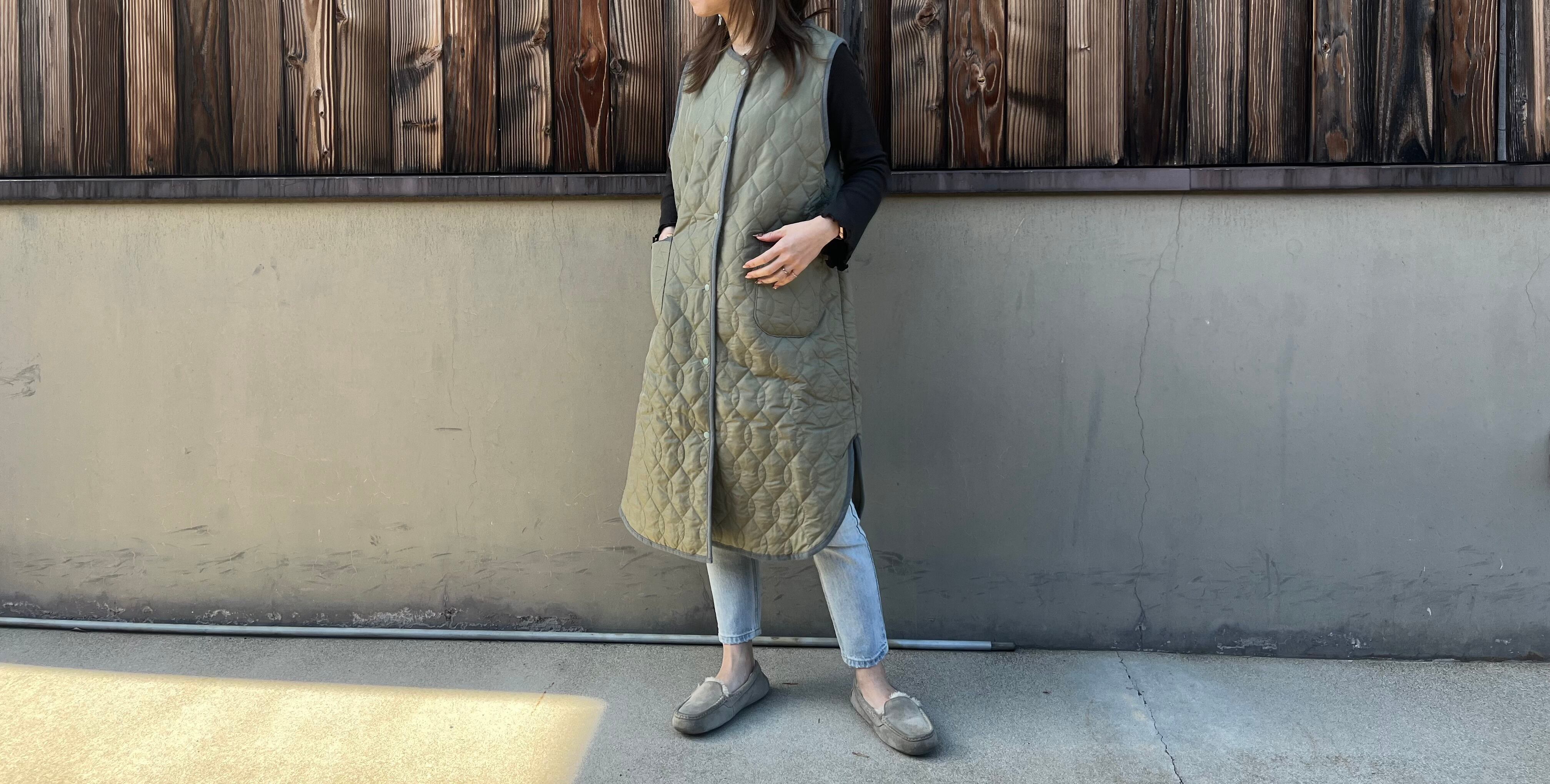 撥水キルティングロングベスト | moja*