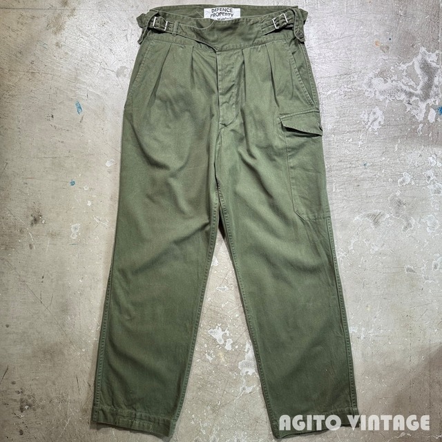 70's ニュージーランド軍  NZ ARMY グルカパンツ Fosters MFG オリーブ 1977年 W30~W33 ウエスト調整可 希少 ヴィンテージ BA-2829 RM3250H