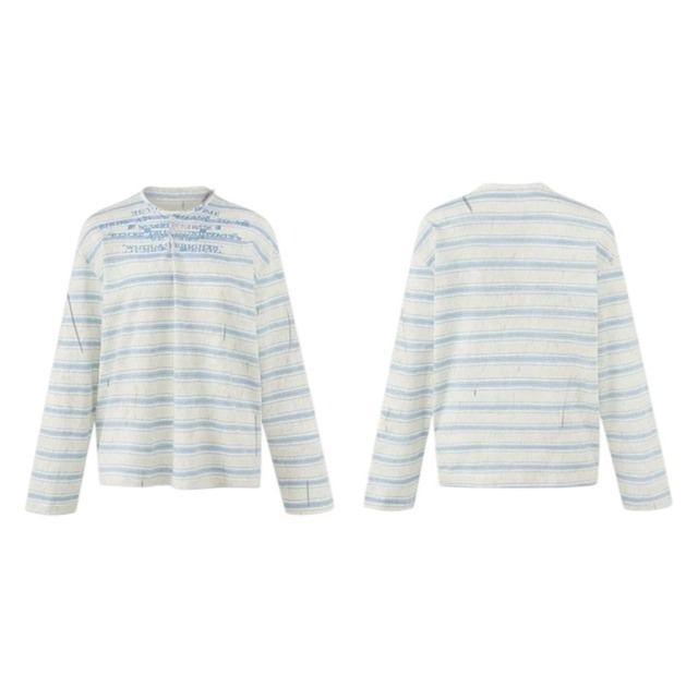 ヘンリーネックロゴグラフィックピッチボーダーTシャツ 1col R02712