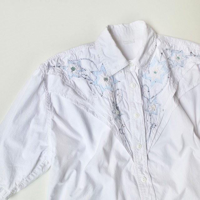 Beads embroidery S/S shirt