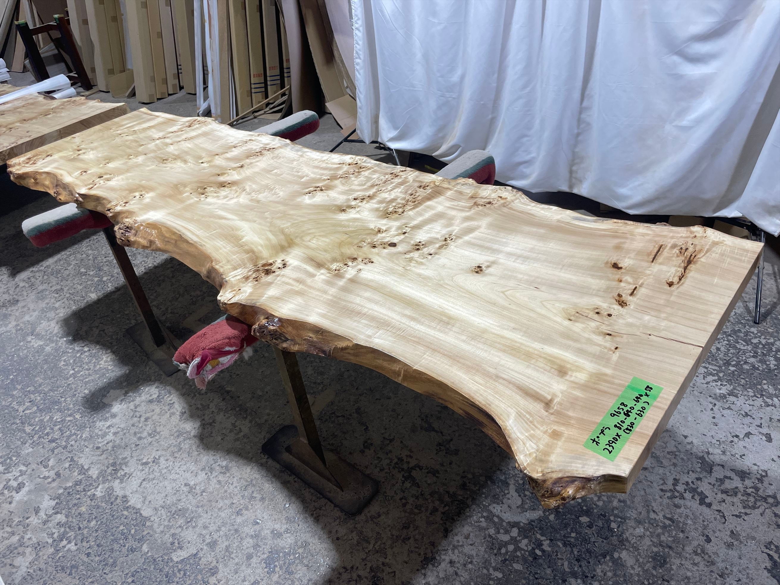 ポプラ9658 一枚板無垢 乾燥材 2390x810-640-640x58mm カウンター センターテーブル ダイニングテーブル