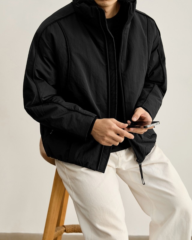 スタンドカラー ジップアップダウンジャケット 2色　A0060