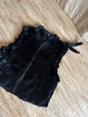 mode black rabbit fur vest-4532-2