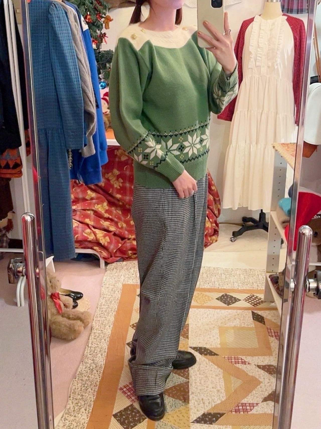 houndstooth center press pants