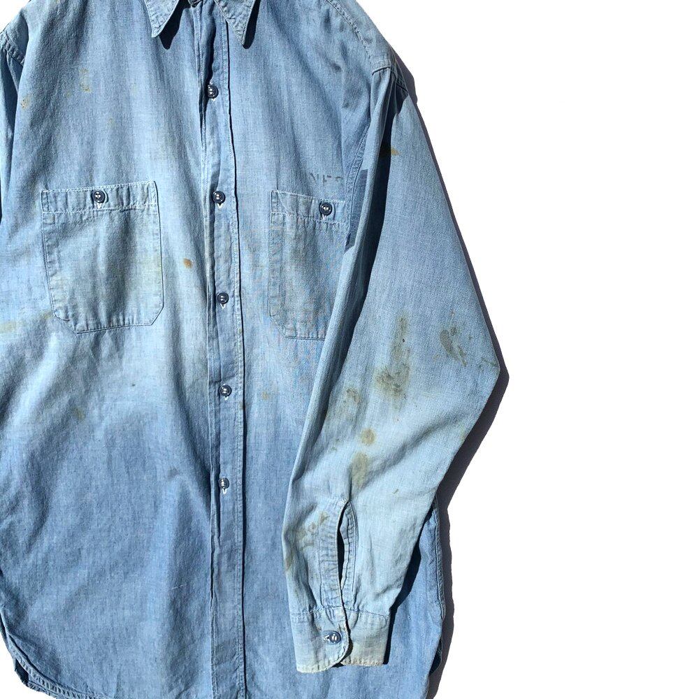[US NAVY] Chambray shirt with gusset [40s ~ 50s] Vintage Chambray Shirts |  beruf powered by BASE