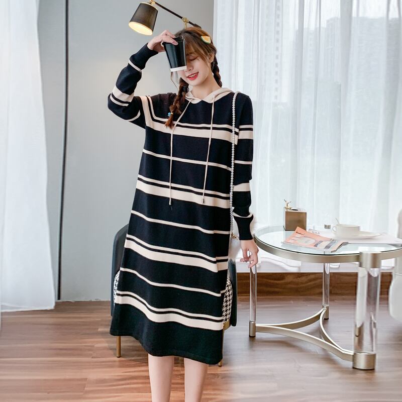 【新作】【送料無料】 613＃マタニティドレス春秋ニット長袖ルーズスタイリッシュドレス妊婦ママドレス ロング スプリング 春物 オータム 秋物 AL expec335470552585