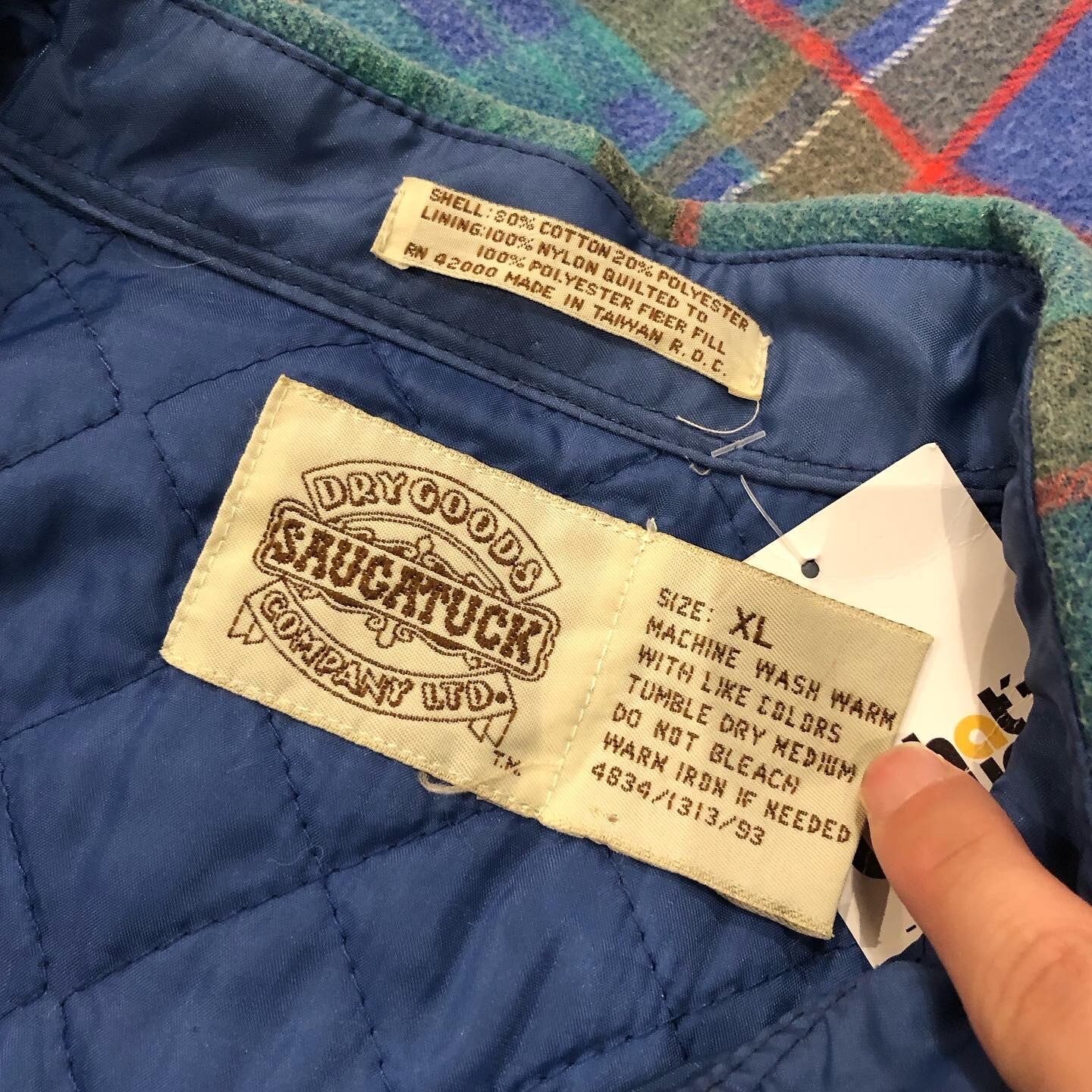 90s SAUGATUCK quilting heavy flannel shirt jacket【高円寺店