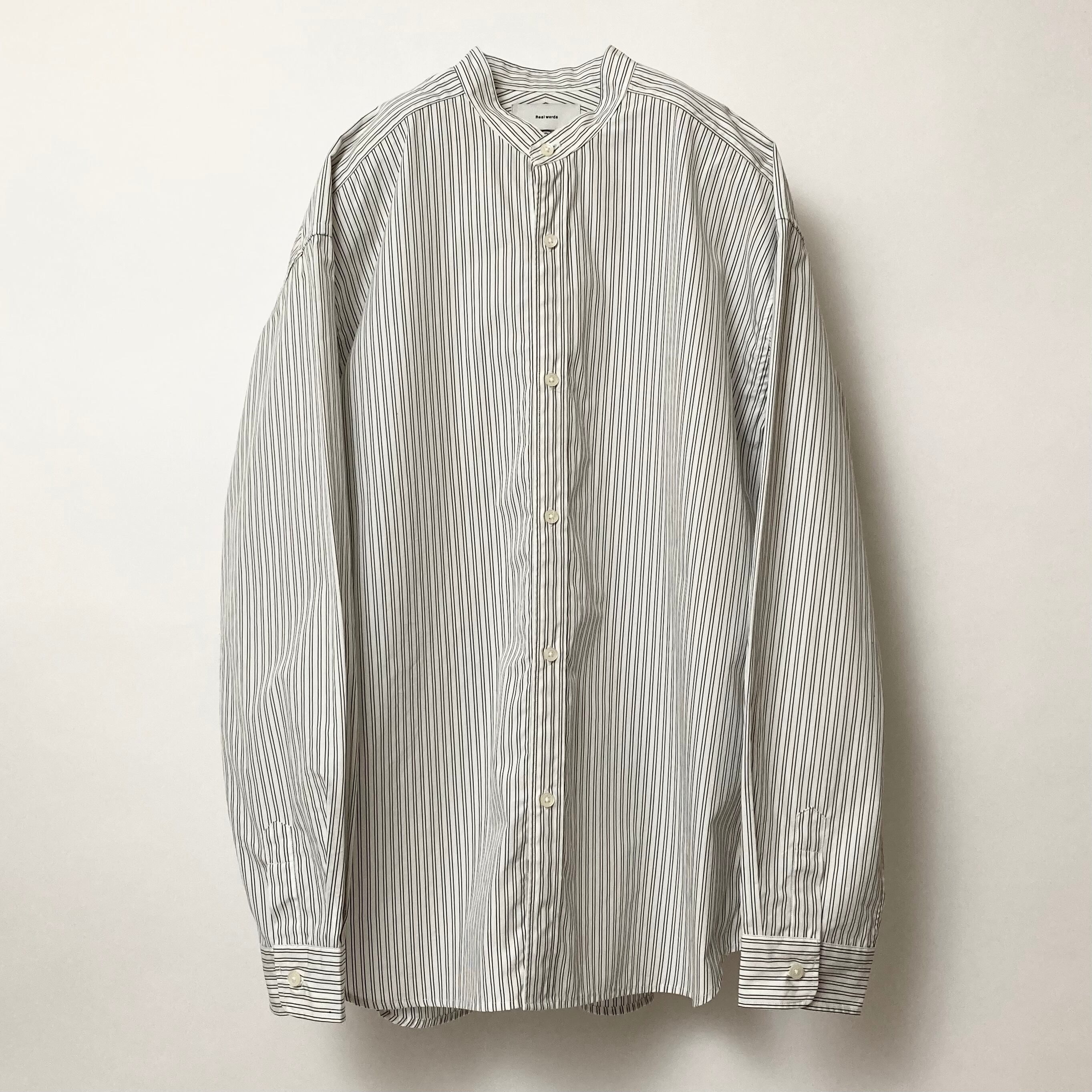 【REAL WORDS】HIGH COUNT BROAD CLOTH - RELAXFIT BAND COLLAR SHIRTS:ハイカウントブロード - リラックスフィットバンドカラーシャツ