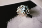 50s フランス ターコイズのアスターと花咲けるブローチ ヴィンテージ