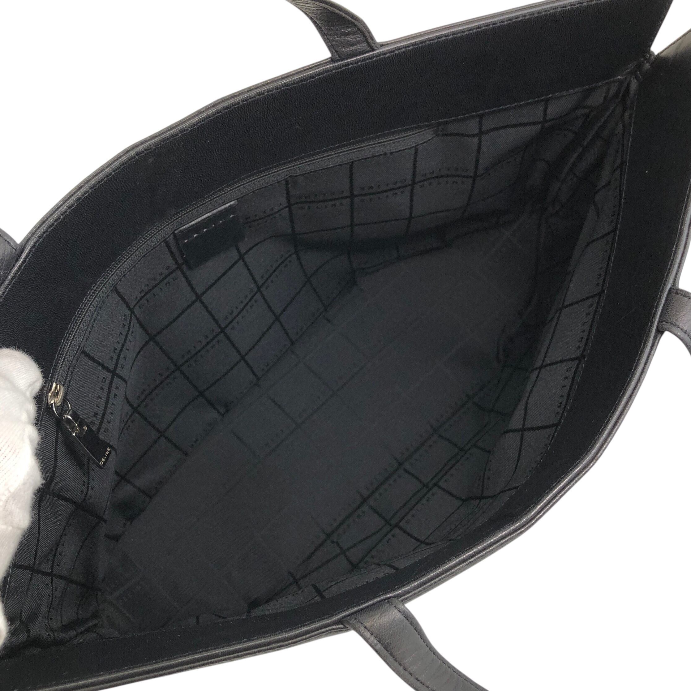 CELINE セリーヌ トートバッグ ブラック ロゴ レザー vintage