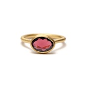 S925 SINGLE STONE MATT RING -RHODOLITE GARNET-