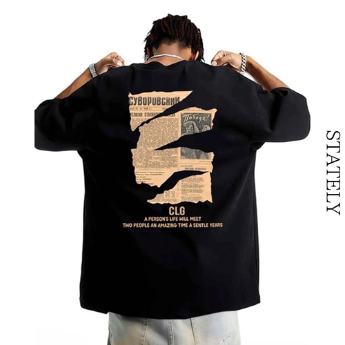 Vintage Paper Print Tee/2color_T261 画像