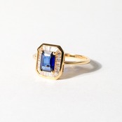 【K18 / 13号】サファイア  x ダイヤモンド リング