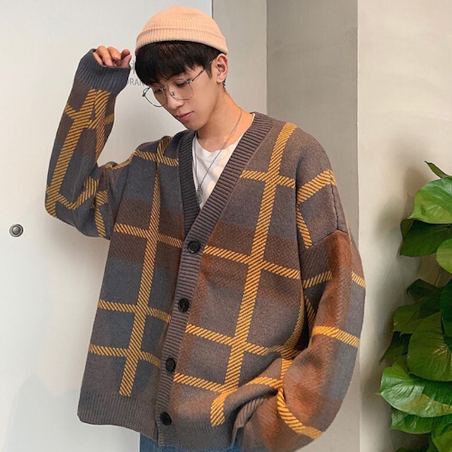 韓国メンズファッション Bw099 チェック Vネック ニット カーディガン ビッグシルエット トップス カジュアル 韓国メンズ服 流行プチプラ韓国メンズファッション新作通販 Buy The World 韓国メンズファッション Bw099 チェック Vネック ニット カーディガン ビッグシルエット トップス カジュアル 韓国メンズ服 流行プチプラ韓国メンズファッション新作通販 Buy The World