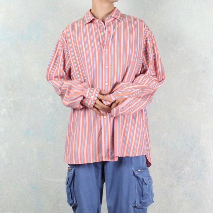 Polo by Ralph Lauren オレンジ×ブルー ストライプシャツ【FF-3638】 | cv