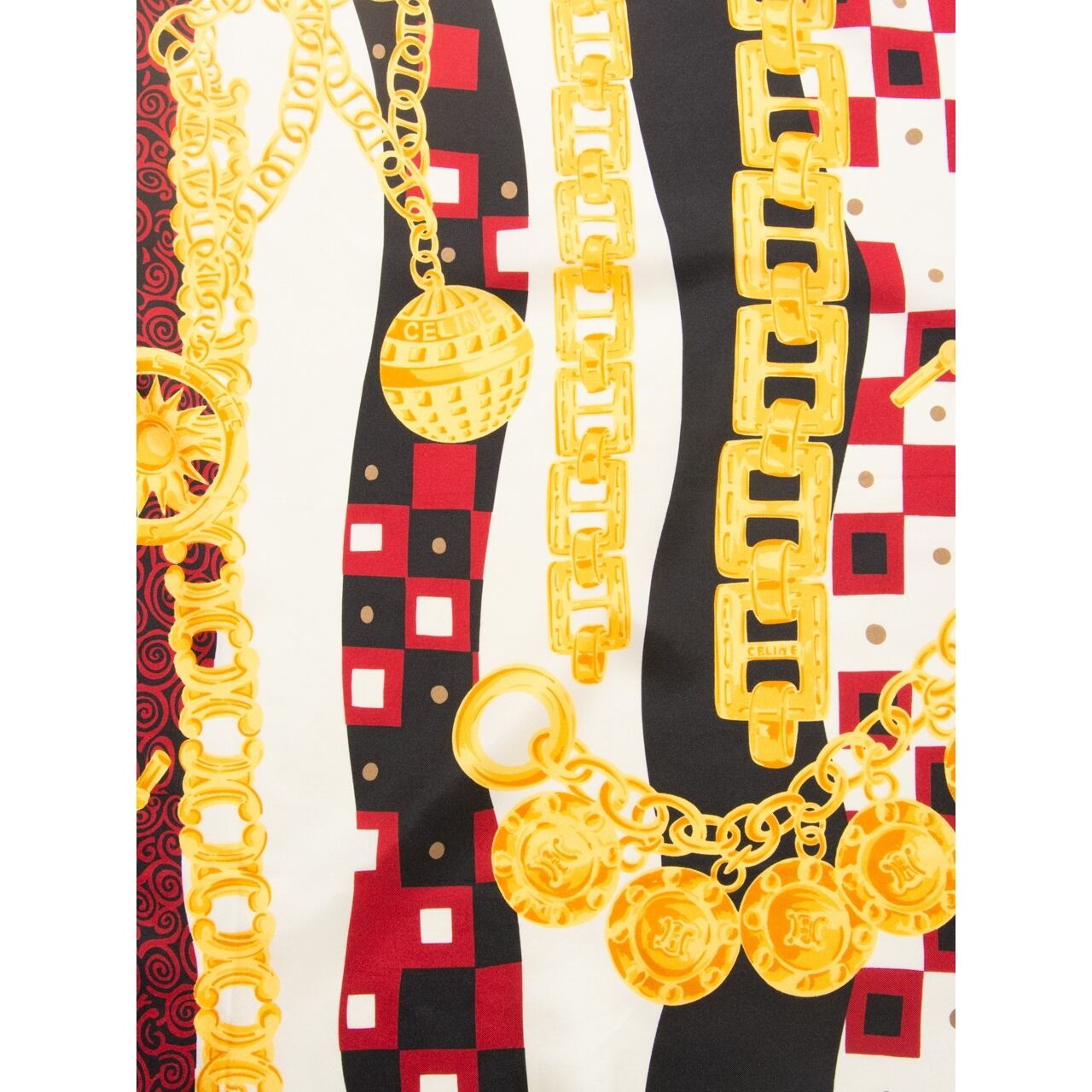 【CELINE】Made in Italy chain print silk scarf(セリーヌ イタリア製チェーンプリントシルクスカーフ)2c