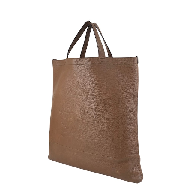 GUCCI グッチ トートバッグ ブラウン ロゴ型押し レザー vintage ヴィンテージ オールド 7tbu4m