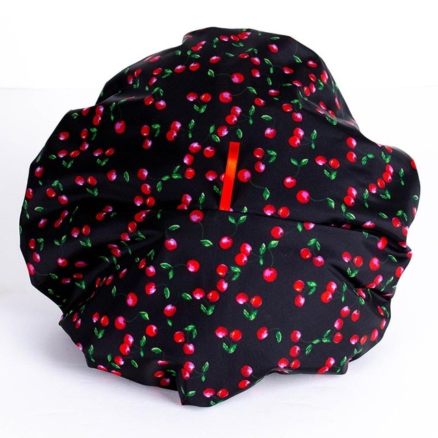 シャワーキャップ　TUNIC　チェリーのリボンキャップ　クロ　18171-C