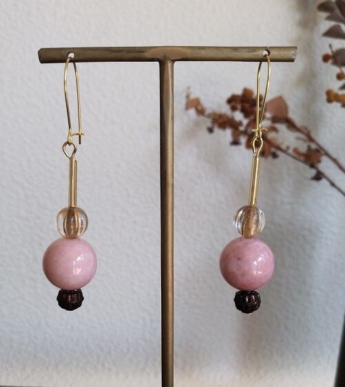 【SALE】ピンクとブラウンのピアス
