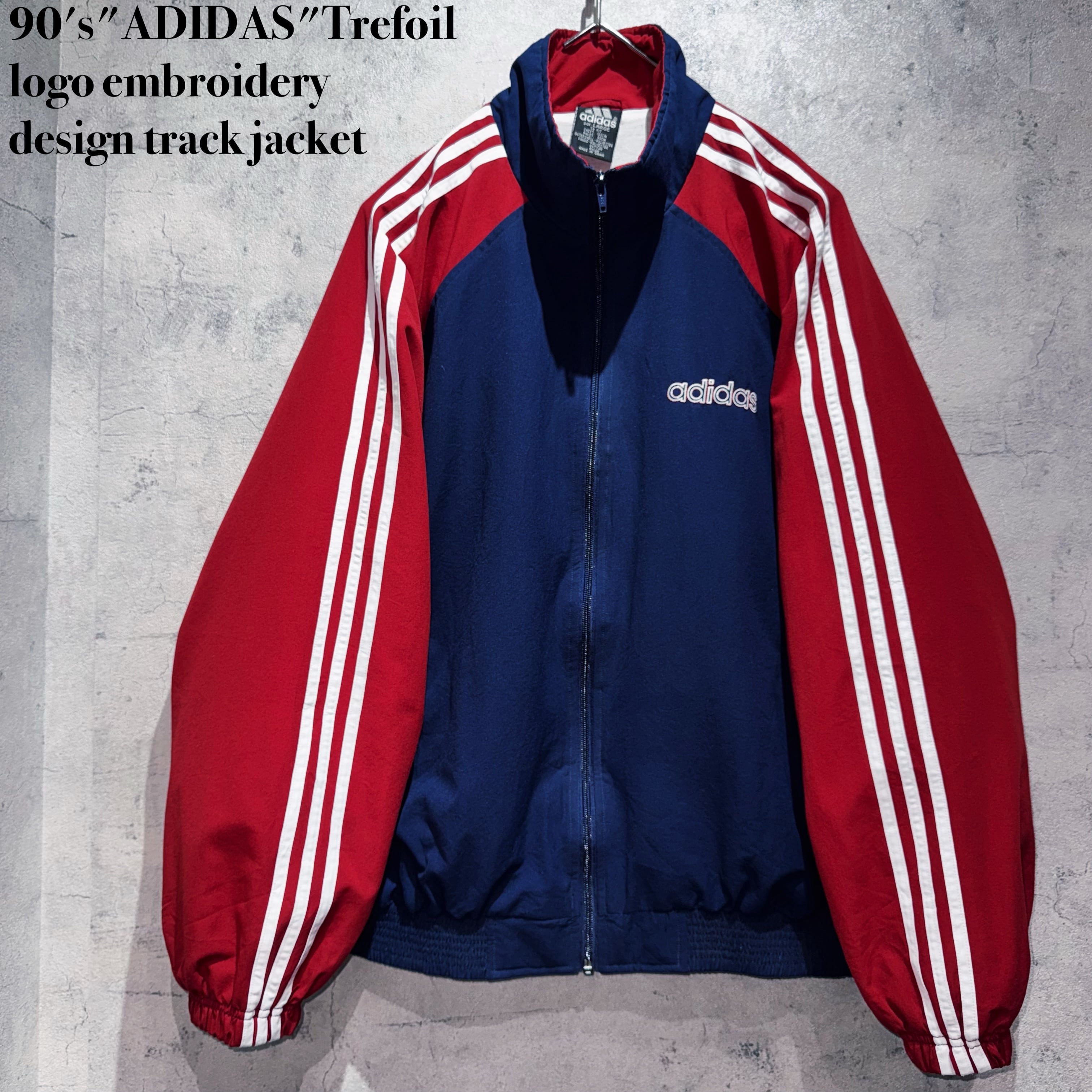 90's"ADIDAS"Trefoli logo embroidery design track jacket