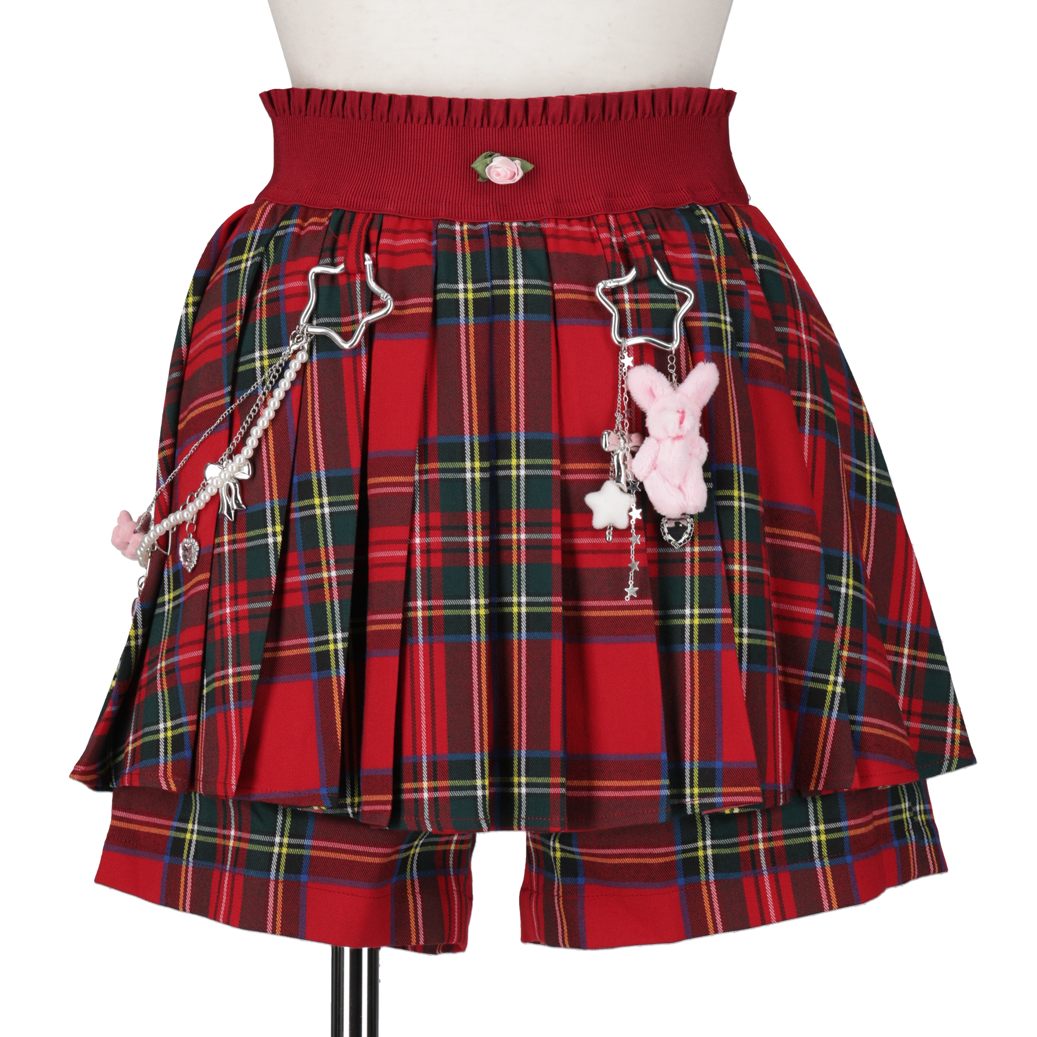 プリーツミニショートパンツ　RED