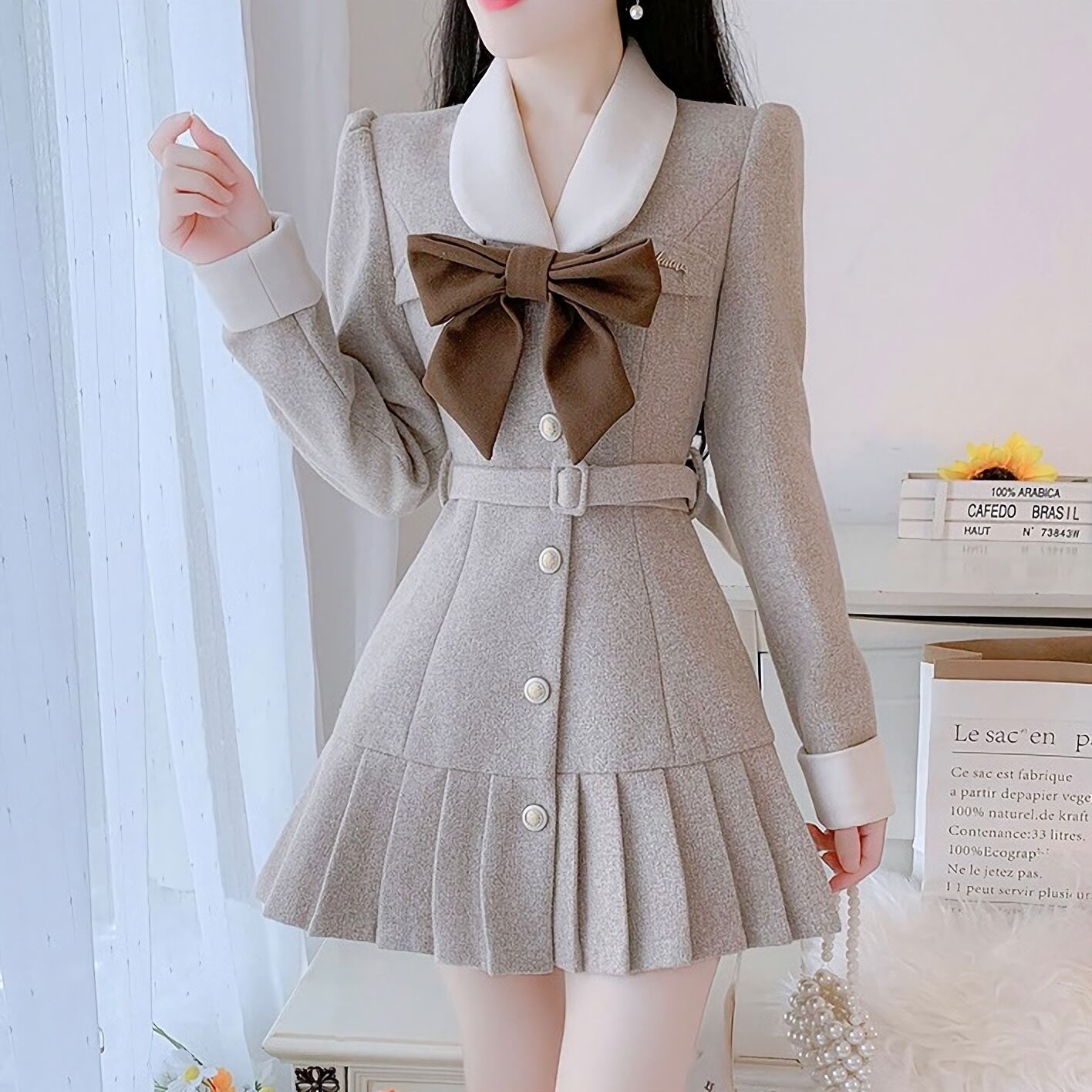 Big ribbon pleats suit op | selectshop MAJOLIE