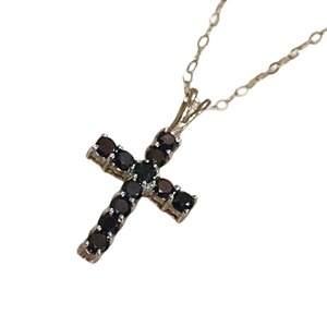 vintage 9ct gold black diamond cross pendant necklace